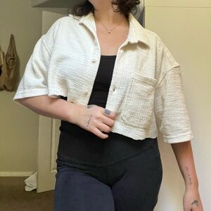 Cropped button-up shirt cover